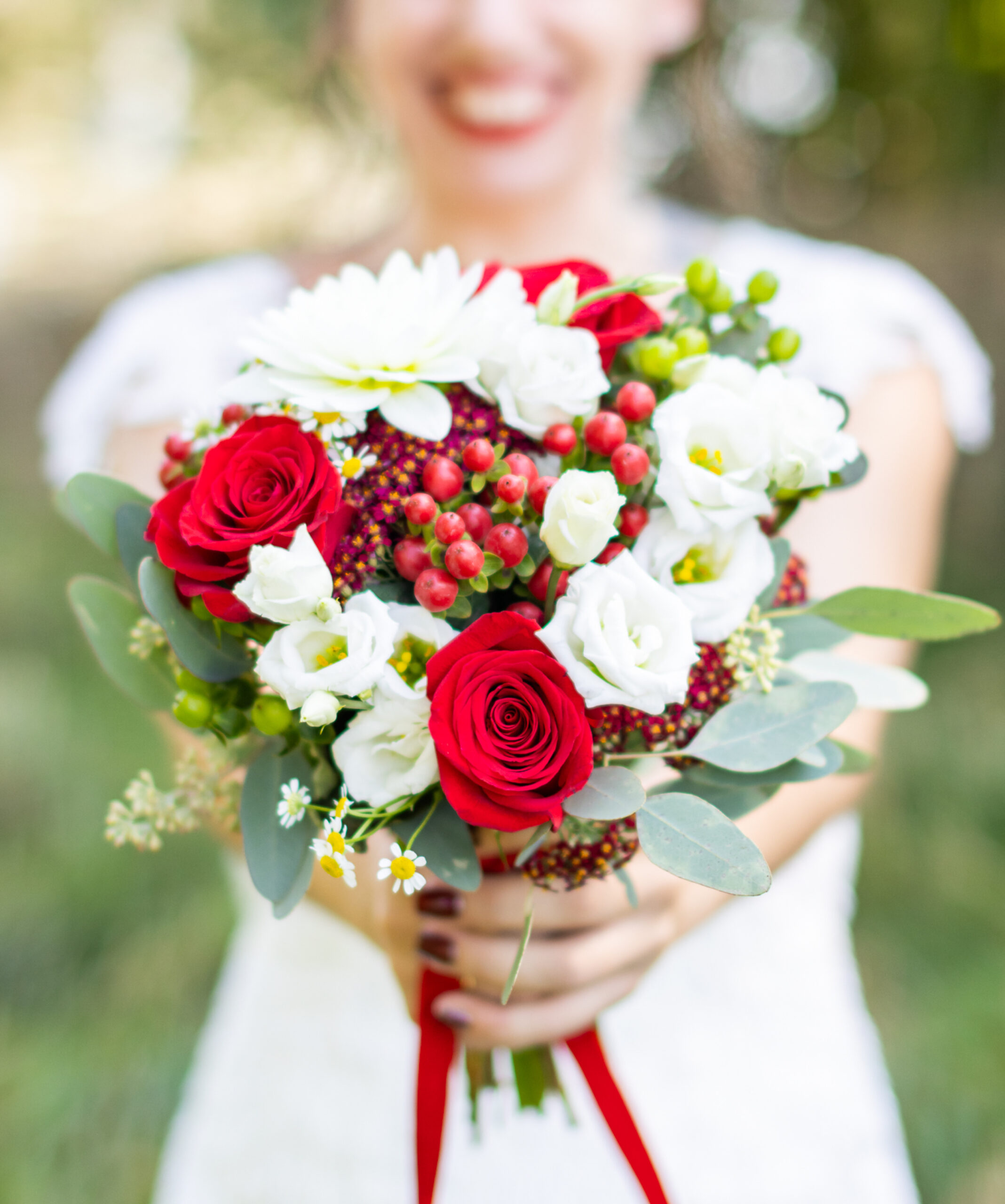 bouquet de mariée rouge et vert